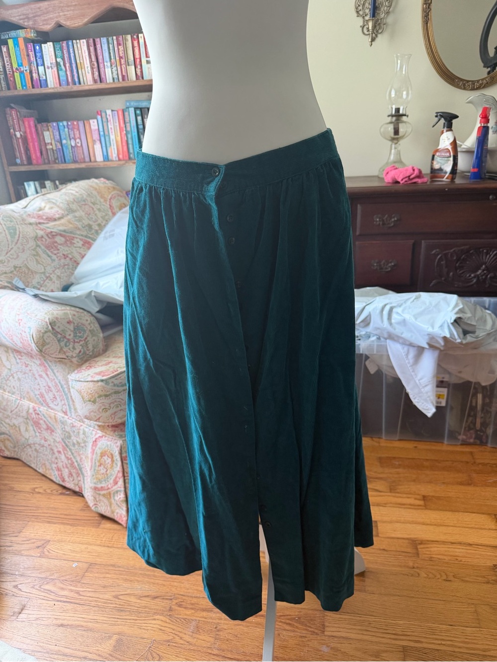 Lady Van Heusen Teal Button-Front Midi Skirt - Women